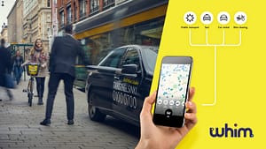 Whim app, person getting on a taxi