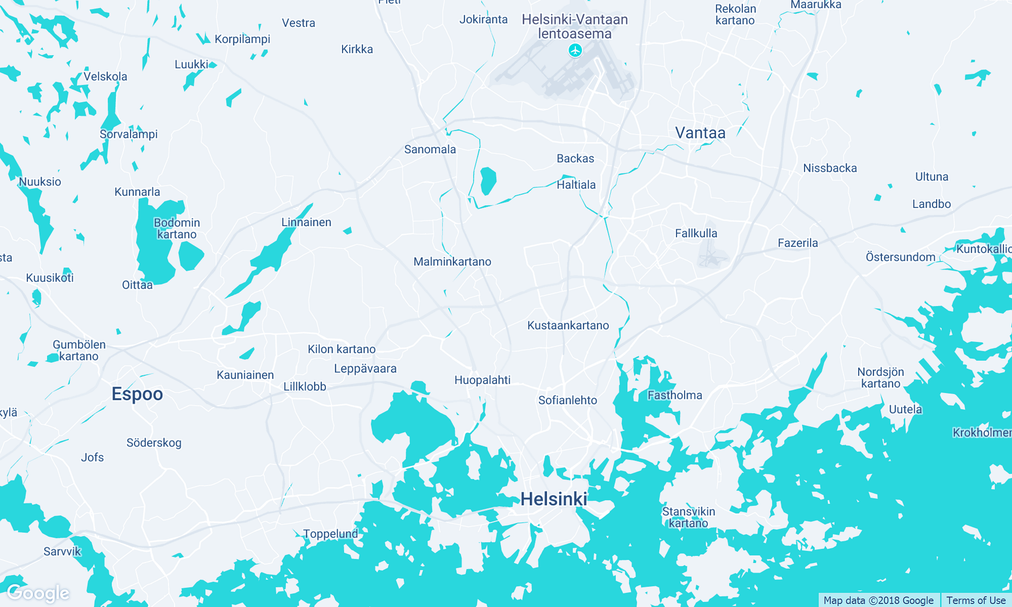 Helsinki region map